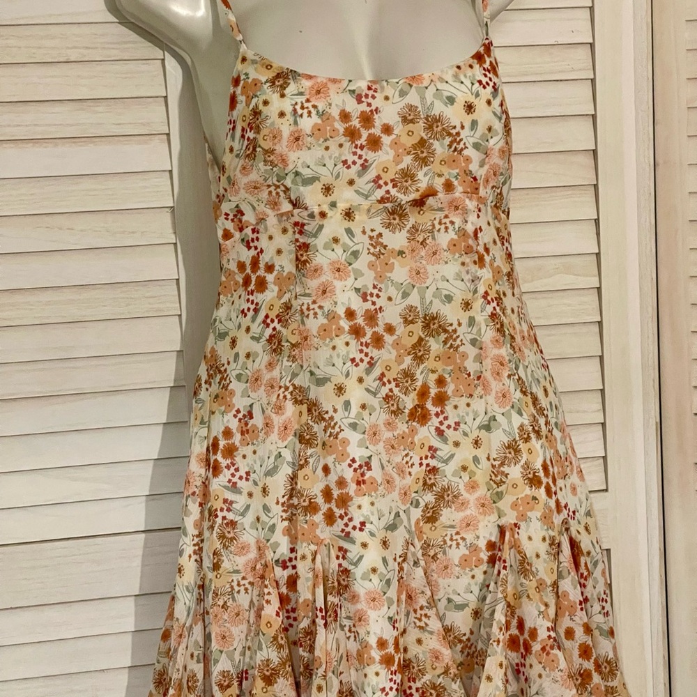 Orange and Brown Tiered Backless Sundress